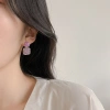 Purple full diamond square stud earrings with a niche design sense for women, high-end earrings and pendants, elegant and internet-famous exquisite pure silver earrings 011 details Picture